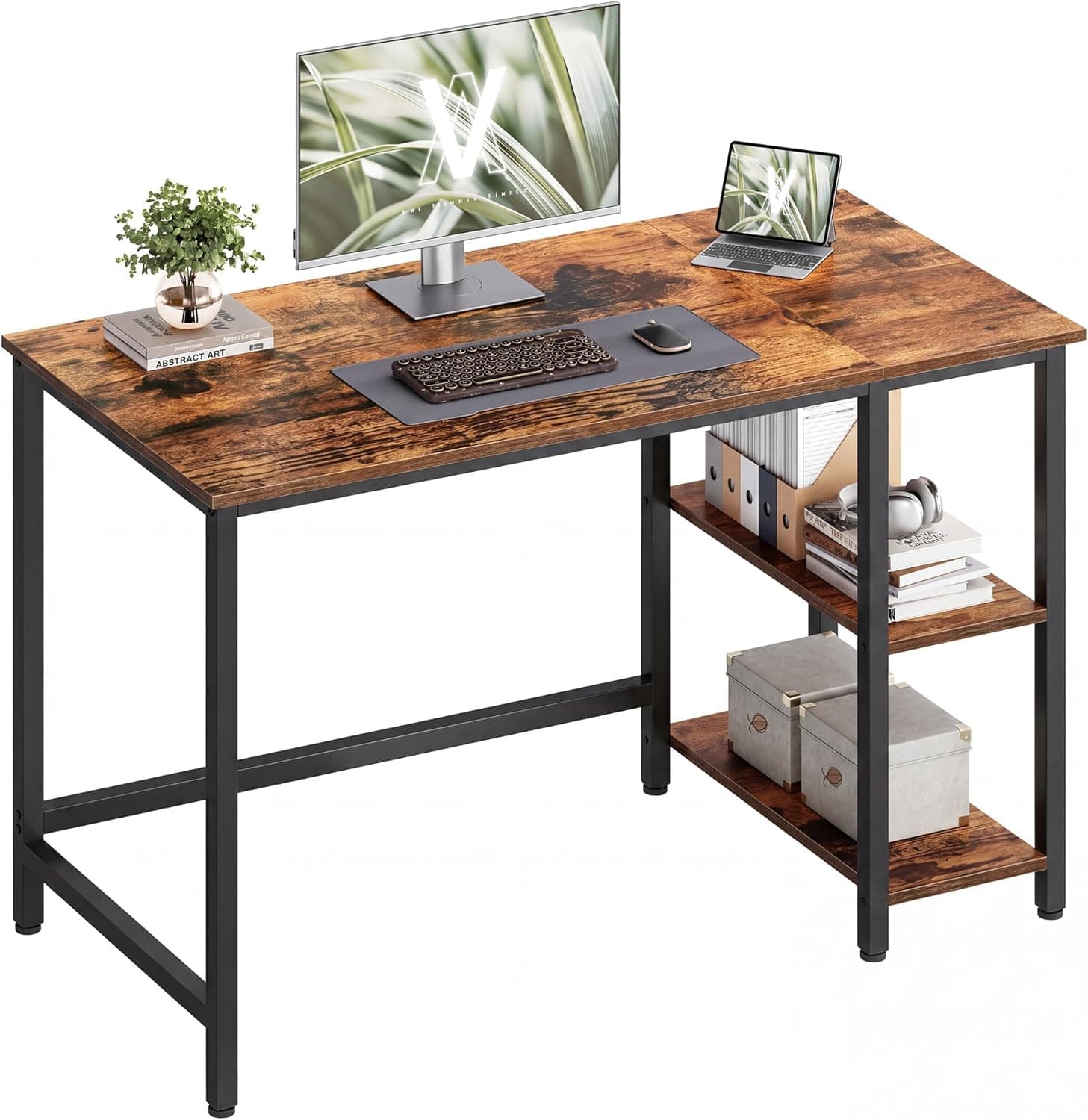 VASAGLE Escritorio fijo 120 × 60 cm con estantes