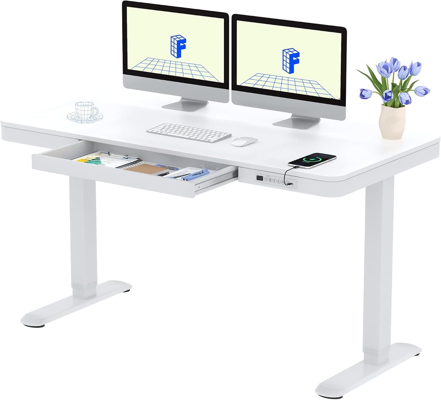 FLEXISPOT Q3 140 × 70 cm cajón y USB-C